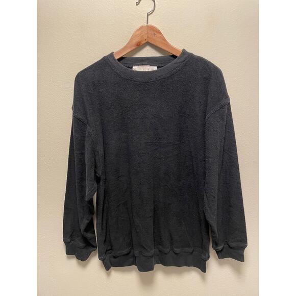 Vintage Womens Sweatshirt Size Medium Black Terry Crew Neck Oversized Grunge 90s - Picture 1 of 7